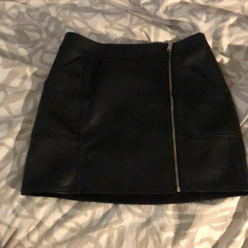 High waisted leather skirt